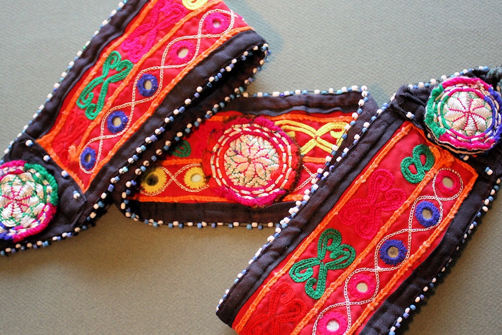 Embroidered Vintage Tribal Belt with Mirrors