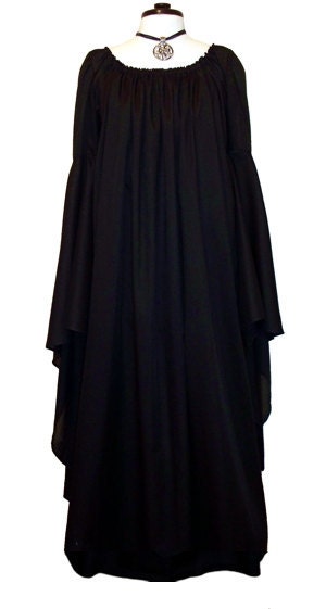 Sale - Medieval/Renaissance Black Trumpet Sleeve Costume Gown, Custom made to order