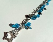 BRACELET - Wish Upon A Star in Blue Lagoon - Hematite Stars & Czech Glass
