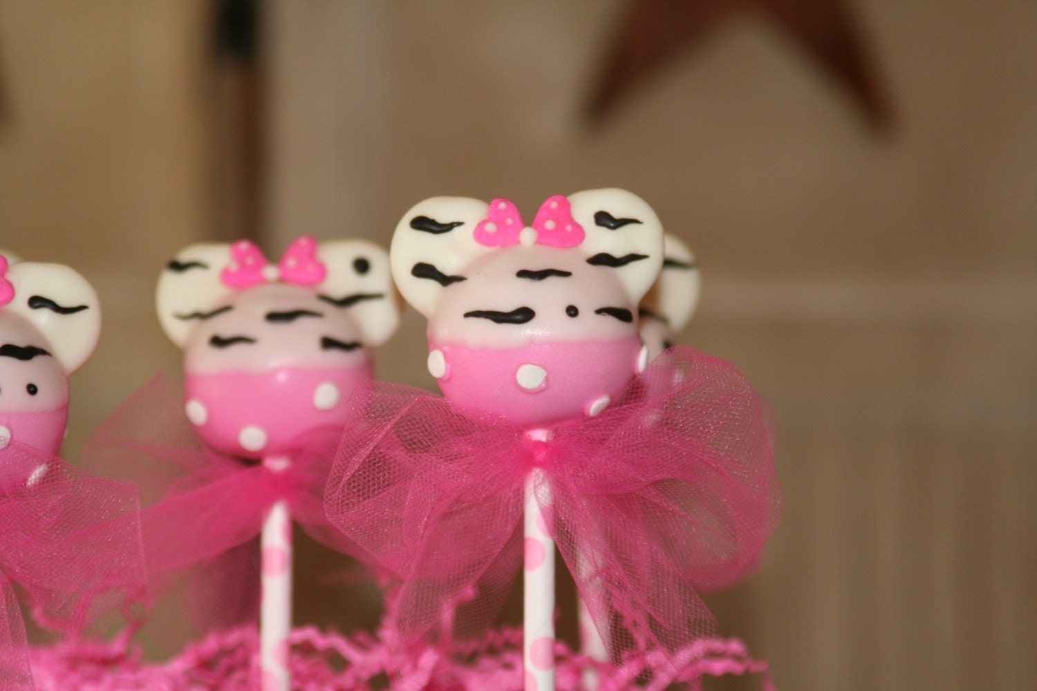 Mom's Killer Cakes & Cookies ORIGINAL DESIGN Minnie Mouse Inspired Hot Pink and Zebra Print Cake Pops Il_170x135