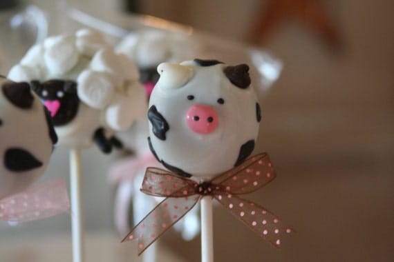 Mom's Killer Cakes & Cookies Farm Friends Barnyard Cow Cake Pops Il_570xn