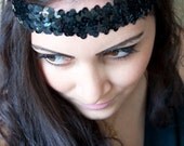 Black Sequin Stretch Headband - Infinity Golden Stretch Halo Headband