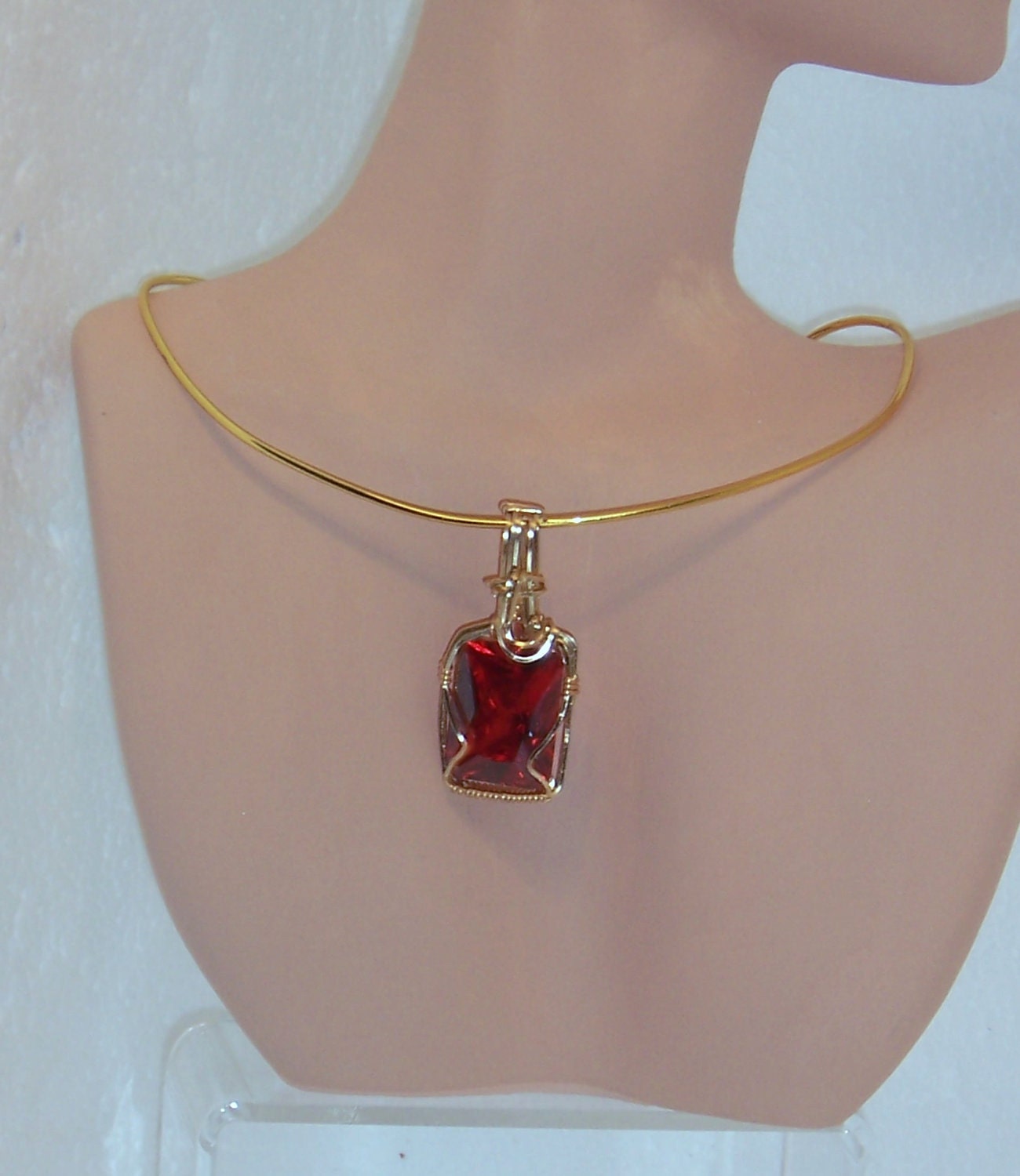 Square Ruby Red Pendant