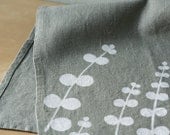 Eucalyptus towel - Handpainted linen dishcloth - Gray linen gum tree towel - Perfect gift for housewarming