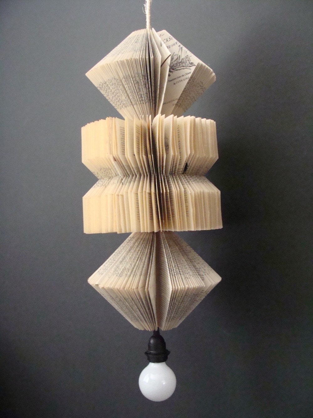 Hanging Pendant Lamp with Vintage Books, Upcycled Decor