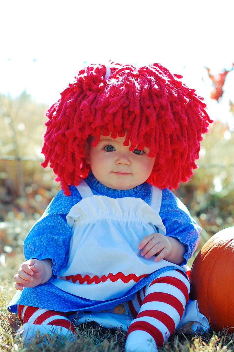 baby hat, Raggedy Ann wig for baby girl, Halloween costume
