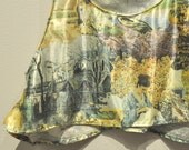 70s Impressionist Painting print fit n Flare Crop Top  S/M