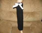 Black Over the Knee Leg Wamers with a Ivoy Ribbon you can Slouch them down to fit your Style Hand Crochet