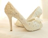 Lacey in ivory . .. Bespoke Wedding Shoes..choose the shoe style...with Swarovski crystals and faux pearl embellishments