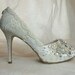 Twinkly Peeptoes Wedding shoes...vintage lace, with toes encrusted with Swarovski crystals, glass and pearl