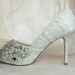 Twinkly Peeptoes Wedding shoes...vintage lace, with toes encrusted with Swarovski crystals, glass and pearl