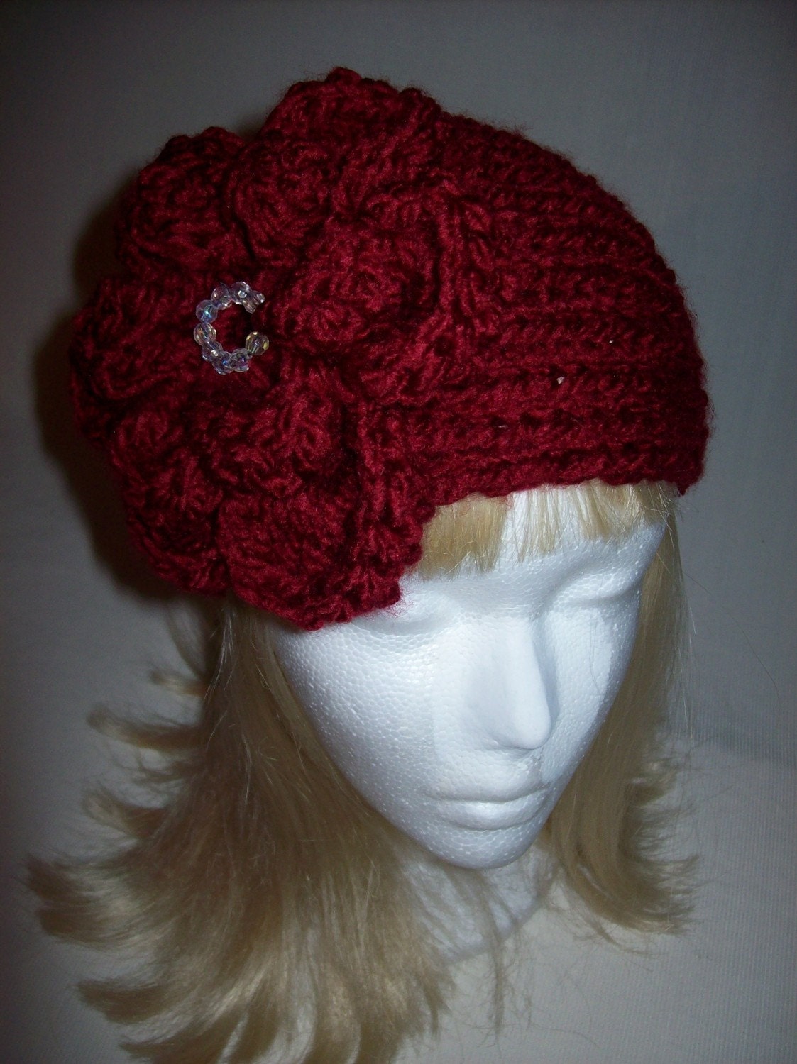 Lovely Chunky Country Red Flowered Headband READY TO SHIP