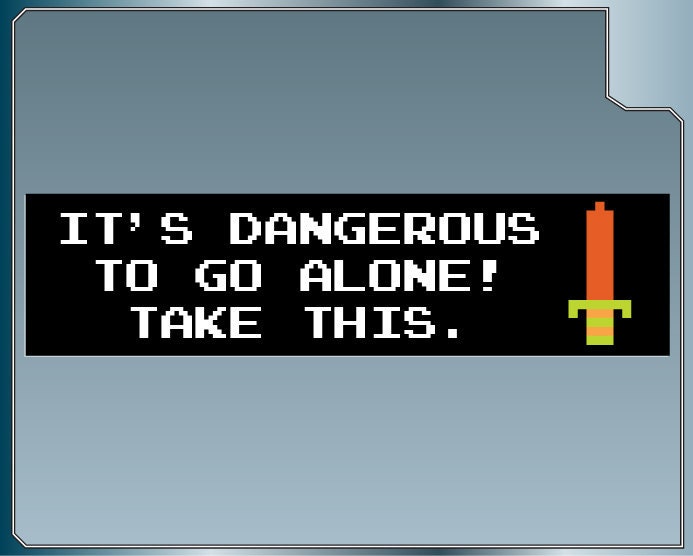 It's Dangerous to Go Alone Take This. Funny Legend of Zelda bumper sticker