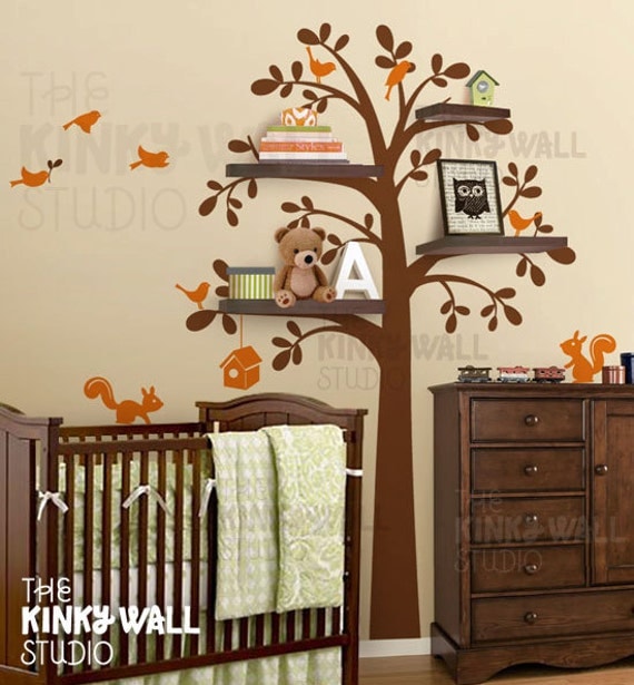 Vinyl Wall Decal Wall Sticker - Shelf Tree Decal decal nursery decal - KK125