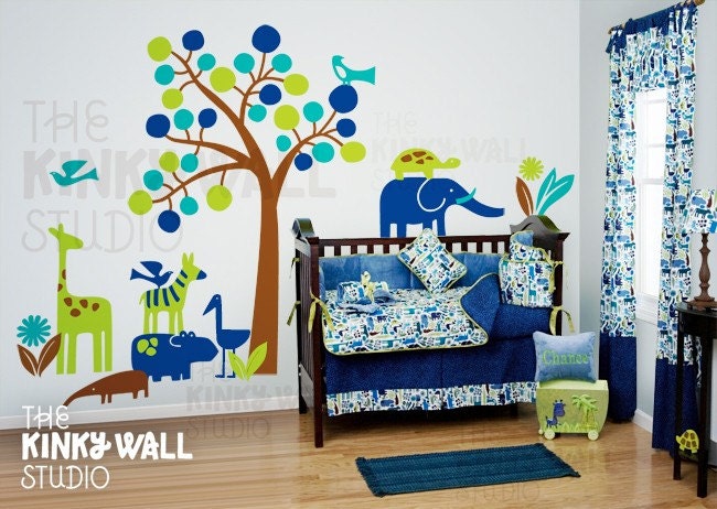 Nursery Wall Decal Vinyl Wall Sticker tree decal - Zoo wall decal - KK124