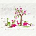 Kids Wall Decal Wall Sticker tree decal - The Land of Animals Modern Zoo Nursery Decal - KK124