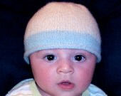 Cashmere blue and cream knitted baby hat