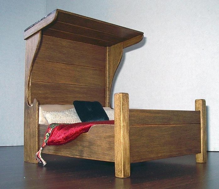Tudor Half-Tester Bed, Dollhouse Miniature 1/12 Scale