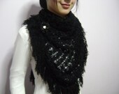 Fashion gifts,Hand Crochet Shawl -Black Crochet Shawl - Fashion- Sale,Love Charm