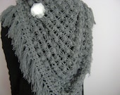 Fashion gifts,Hand Crochet Shawl - Grey Crochet Shawl - Fashion- - Sale