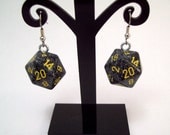 D20, earrings, dice, geekery, geeks, gamer, gamer girl, 20 sided dice