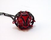Dungeons and dragons, necklace, dice jewelry, red and black, geekery, geek, geeky