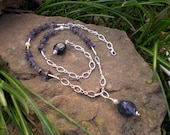 The Deep Blue beaded necklace, sodalite, iolite, white pearls and sterling silver, one of a kind