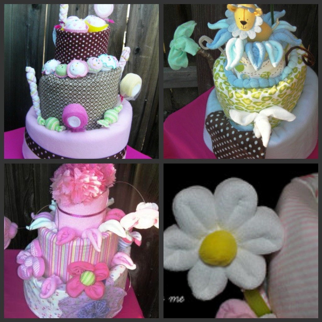 Made to Order Diaper Cake for Baby Shower, Three Tiered Round Cake, Custom made to match your colors and theme