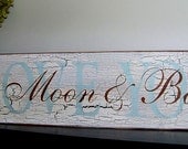 I Love You To The Moon And Back Distressed Crackled Wood Sign