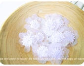 White Satin organza flower with slivery glitter / pack
