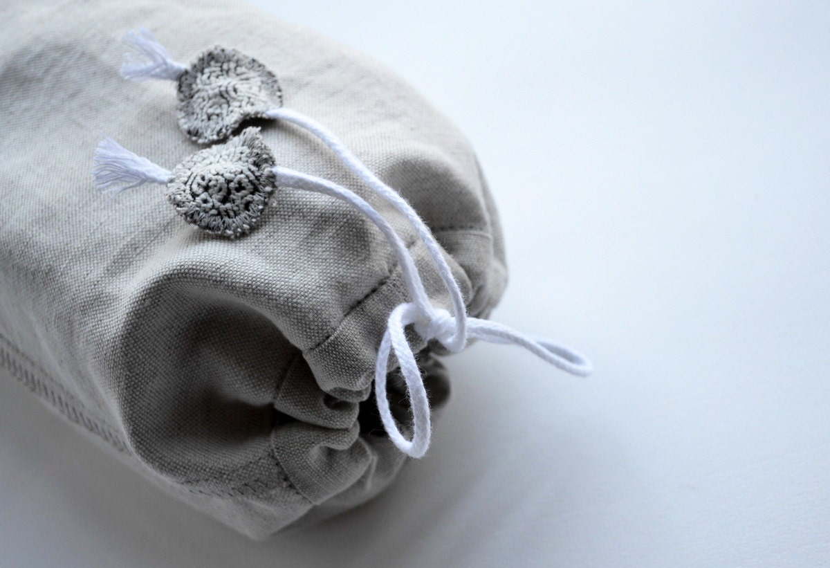 Linen draw string bag for room shoe or anything else