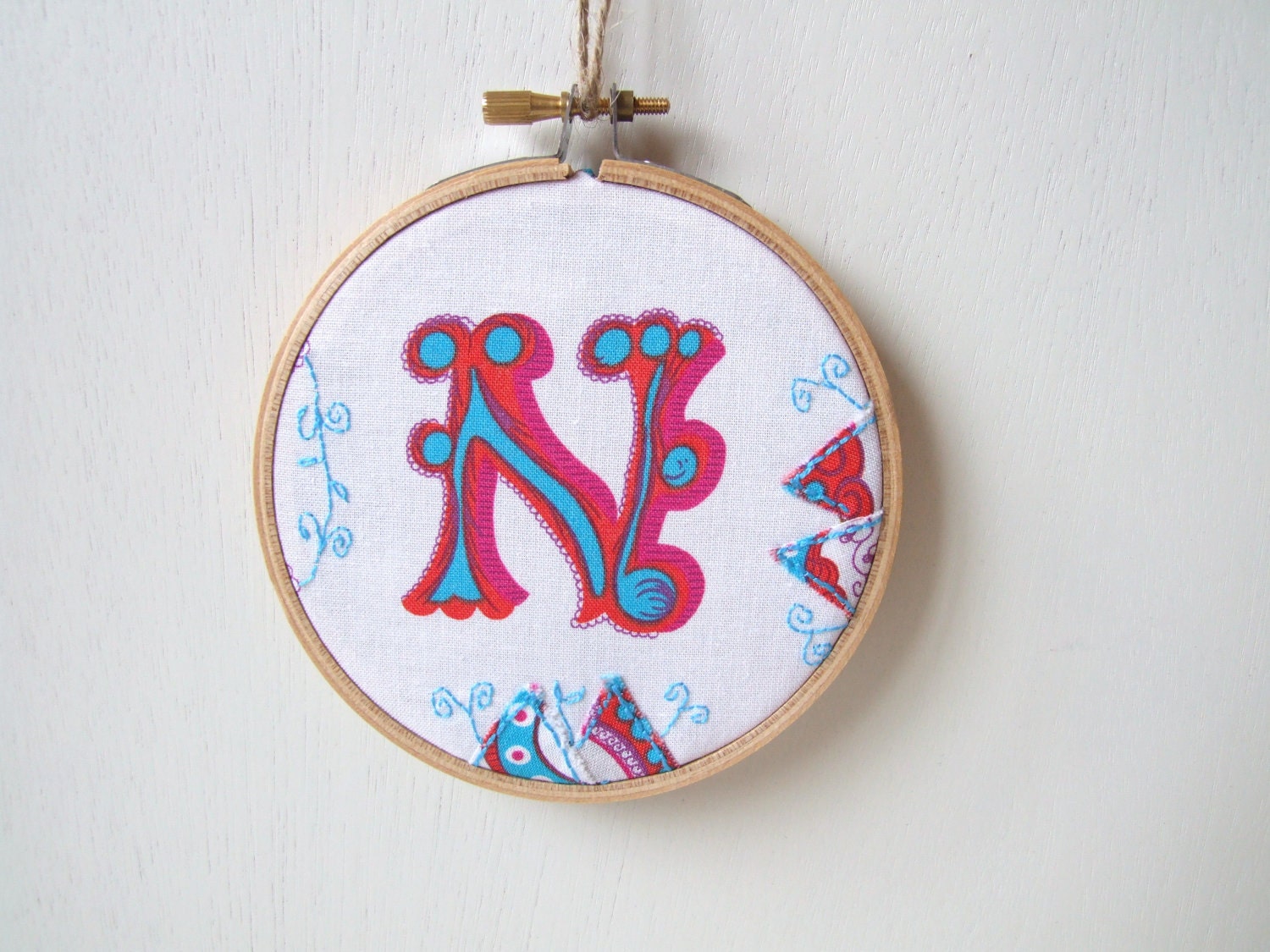 letter N embroidery hoop