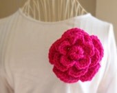 Pink Flower Brooch Crochet Flower Pin