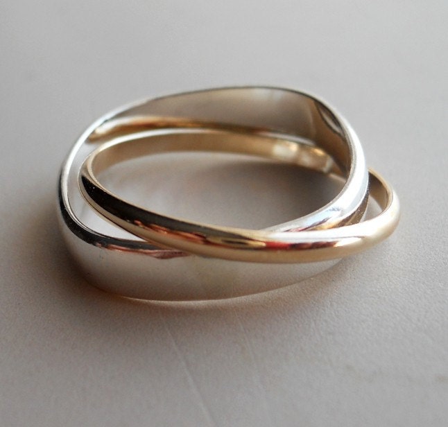 14K Gold Filled 925 Sterling Silver Rolling Square Circle Ring