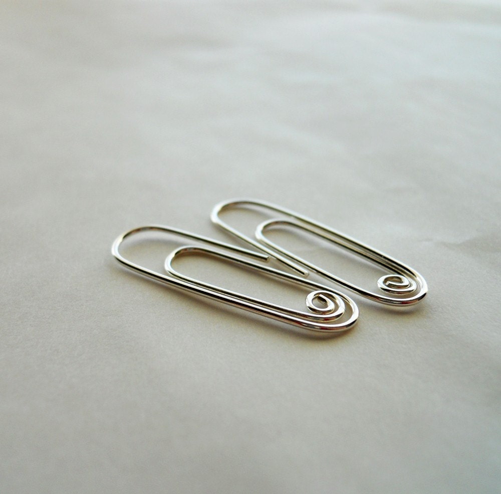 Paper Clip Earrings 925 Sterling Silver