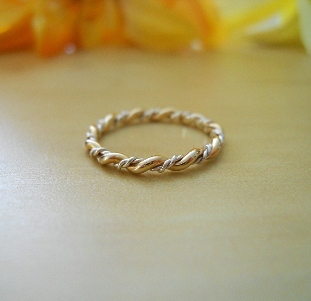 Stacking Double Twist 14K Gold Filled and 925 Sterling Silver Mixed