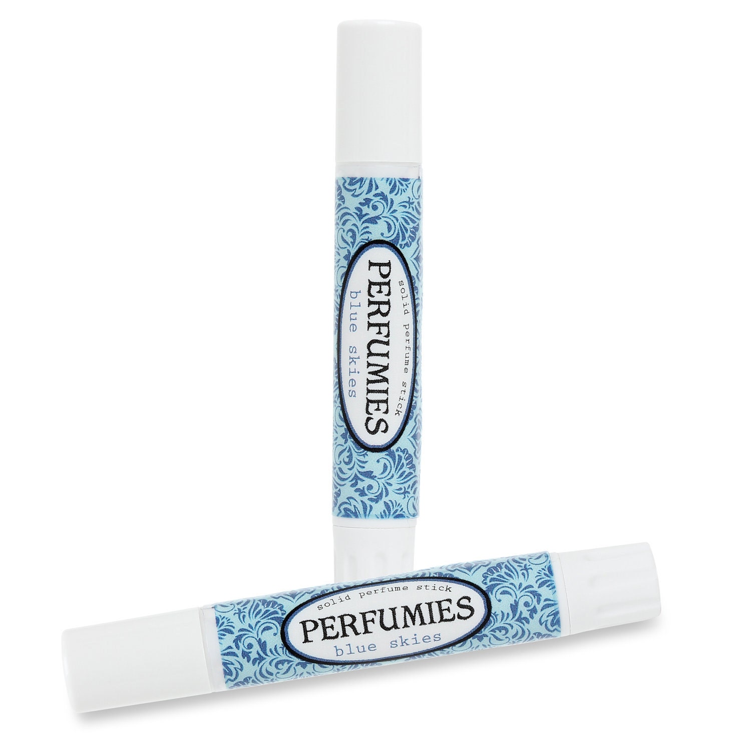 Solid Perfume Stick - BLUE SKIES: Travel Size Fragrance - All Natural Base - floral, jasmine, violets, lavender, woody, fresh, clean, soapy