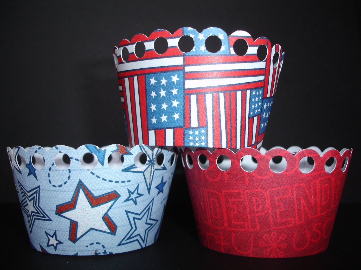 12 I Heart The USA 4th of July Cupcake Wrappers