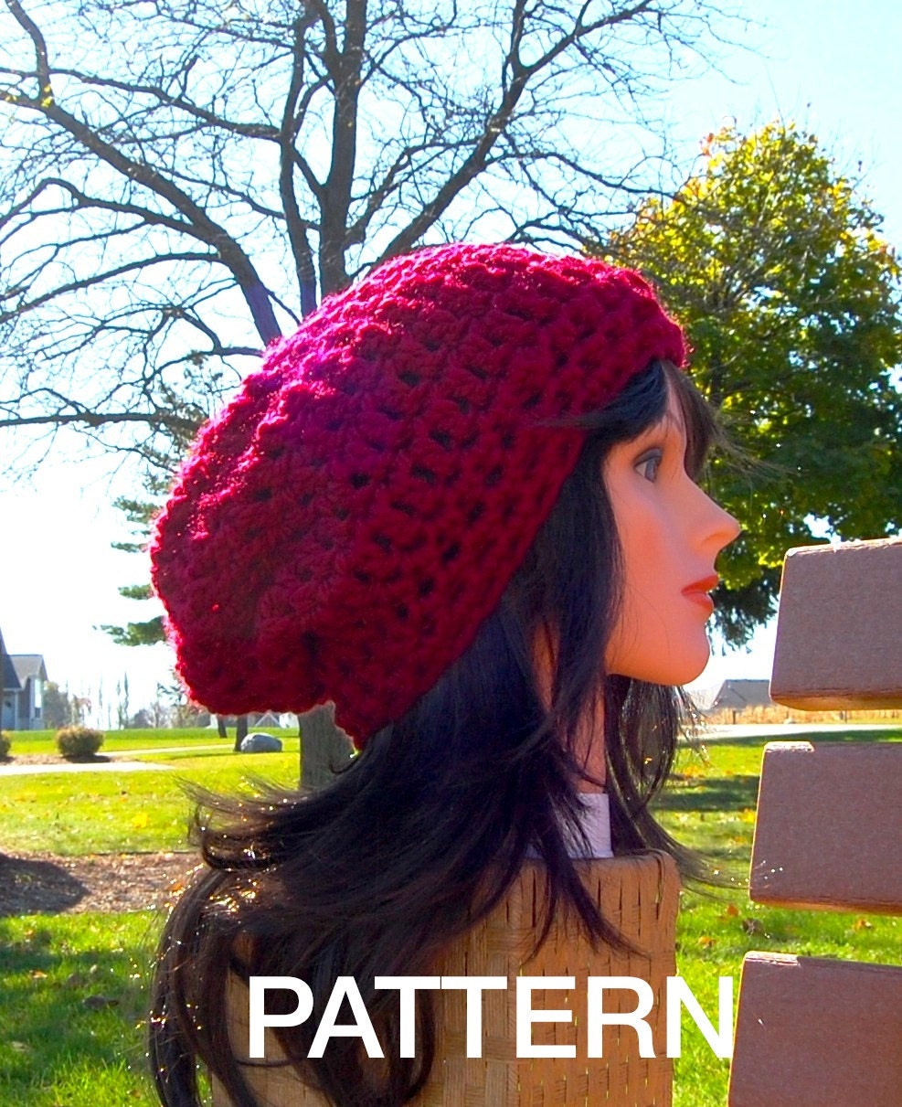 Super Easy Crochet Hat PATTERN, PDF Download Simple Crochet Slouchy Beanie Adult Hat Pattern