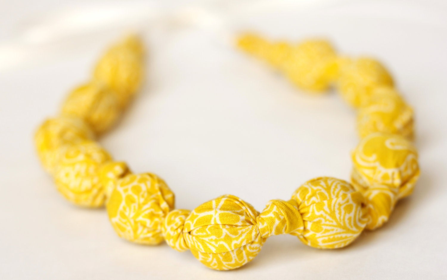Yellow Fabric Teether Necklace, Chomping Necklace, Breastfeeding Necklace, Nursing Necklace, Fabric Necklace