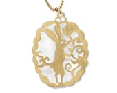 Bunny necklace with swirls - FREE SHIPPING, Easter bunny gift, gold plated rabbit, hare