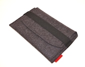 iPad Mini Wool Felt Sleeve/Case Anthracite with Elastic Trim Side Load