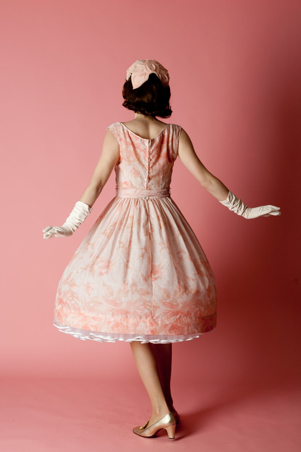 Vintage 1950s Dress Pink Jerry Gilden Blush Wedding Bridal Fashions