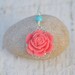 Coral Red Rose and Turquoise Classic and Simple Summer Necklace Jewelry Gift for Her. Free Shipping.