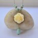 Vintage Style Ivory Rose and Grayed Jade Green Swarovski Pearl Teardrop Necklace.  Ivory Rose and Turquoise Green Pearl Necklace.