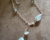 I Scream for Sea Green Glowing Fluorite and Chalcedony Necklace   -free shipping-