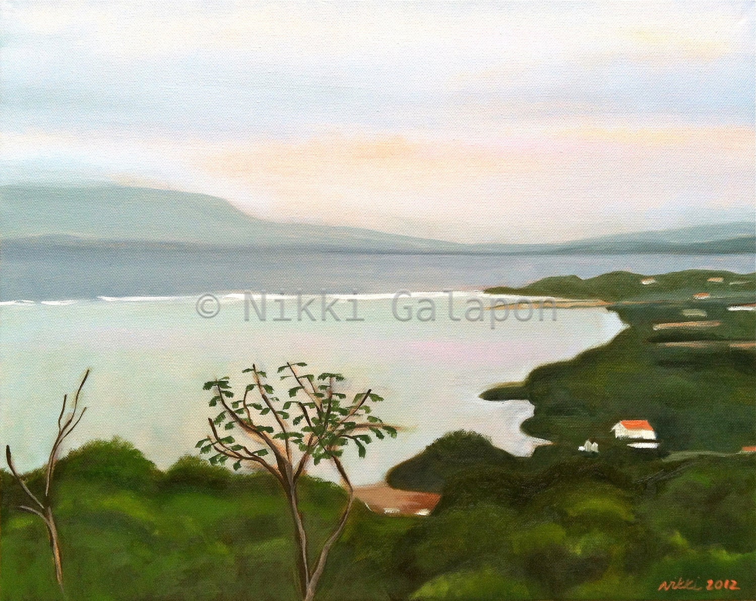 Japan, 8x10 Giclee PRINT of original oil painting, beach water landscape