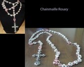 Silver and Rose Gold Chainmaille Rosary
