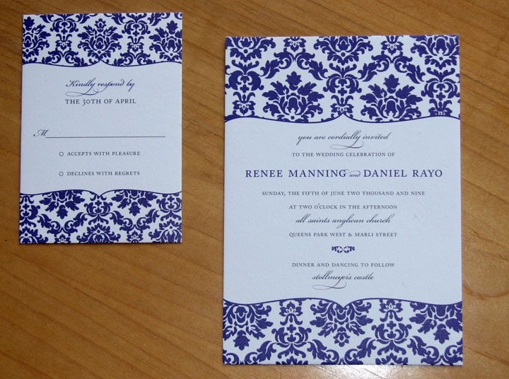 Purple Damask Wedding Invitation (sample)