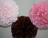 Tissue Pom Poms - 3 Large Pom Set- your color choice -Sale  - Tea party - Nursery Decor - Wedding Shower Decorations - Paper Balls